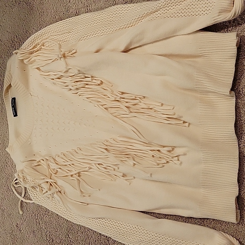 Cream fringe sweater